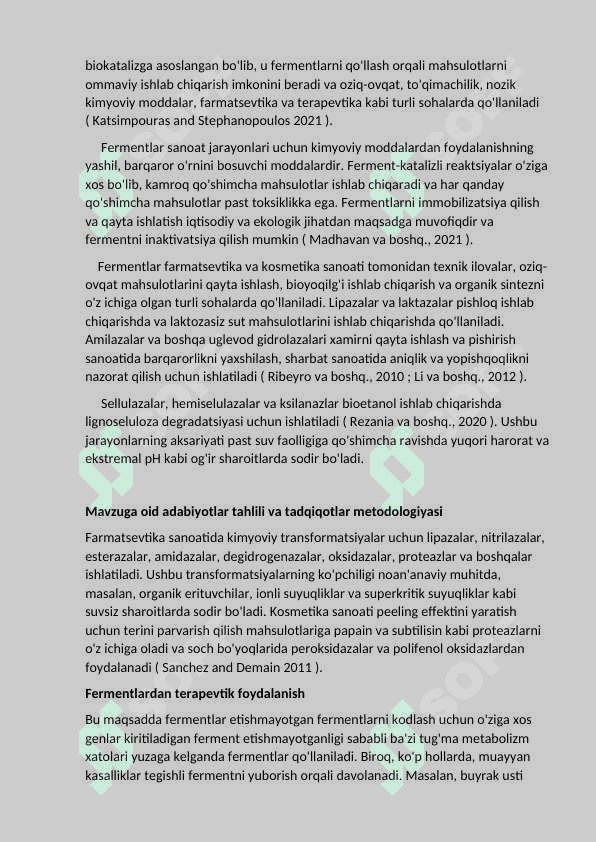 Fermentlar asosidagi biotexnologik mahsulotlar va ularning sanoatda qoʻllanilishi" 2