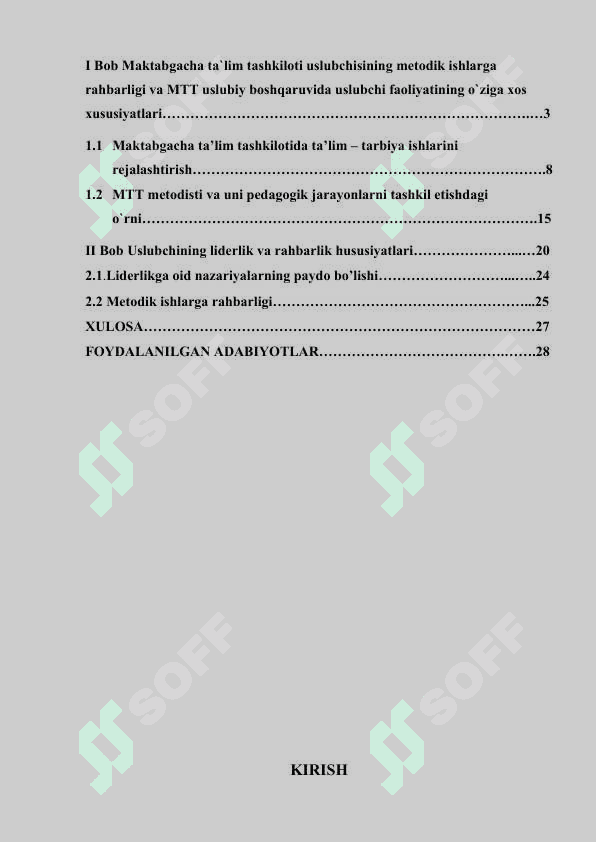 Maktabgacha ta`lim tashkiloti uslubchisining metodik ishlarga rahbarligi 2