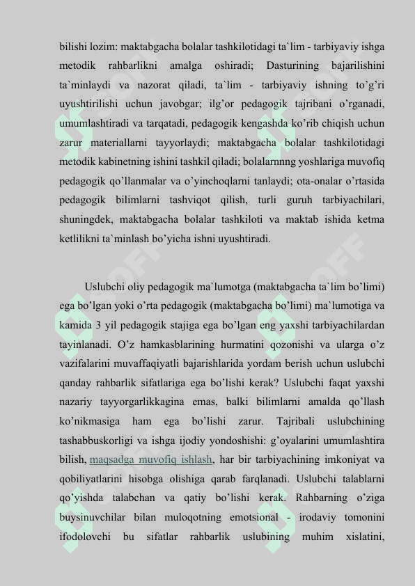 Maktabgacha ta`lim tashkiloti uslubchisining metodik ishlarga rahbarligi 6