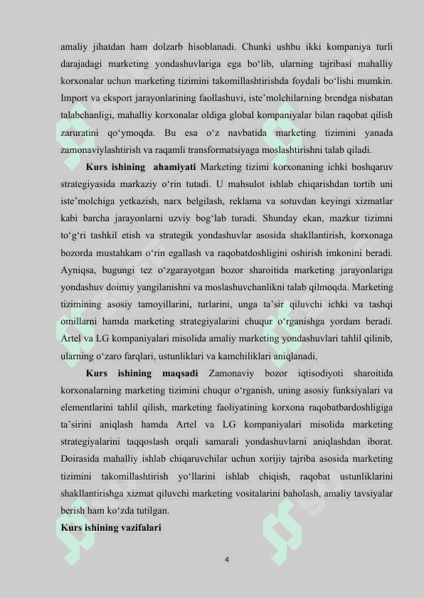 Korxonada marketing tizimo va ularning raqobatdoshligi artel va Lg misolida kurs ishi.docx 4