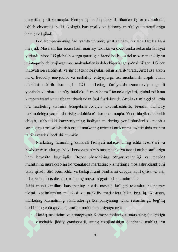 Korxonada marketing tizimo va ularning raqobatdoshligi artel va Lg misolida kurs ishi.docx 7
