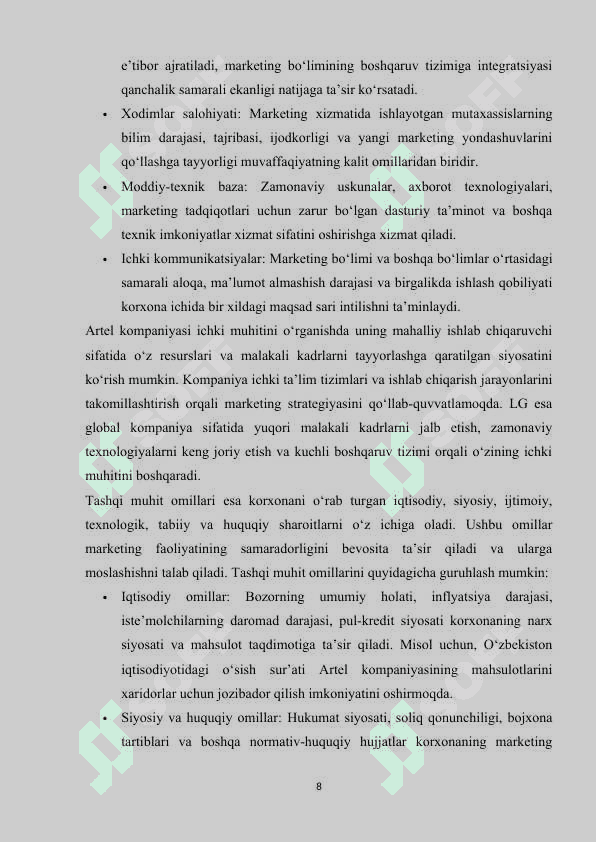 Korxonada marketing tizimo va ularning raqobatdoshligi artel va Lg misolida kurs ishi.docx 8