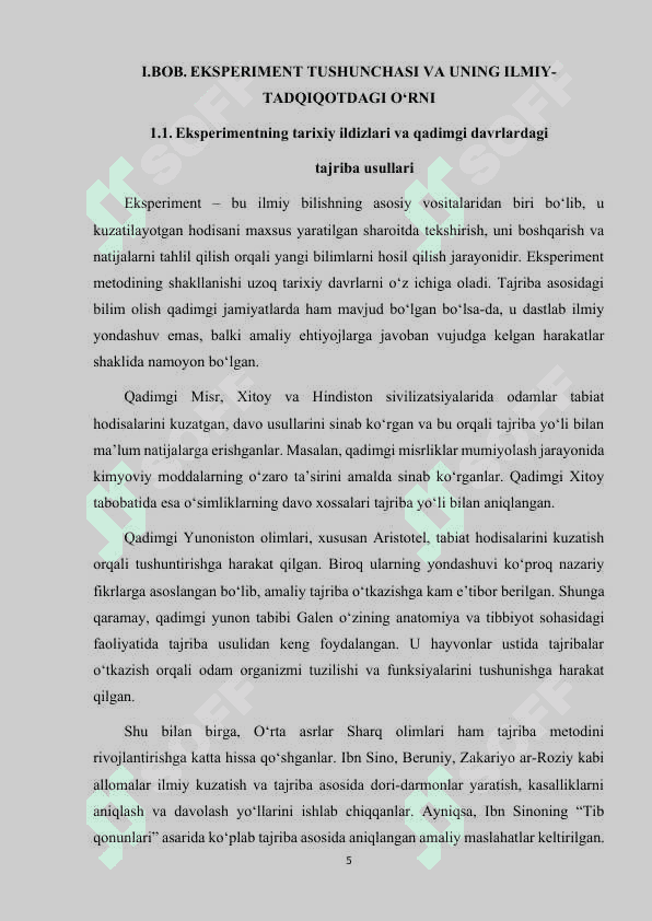 EKSPERIMENTNING MOHIYATI VA RIVOJLANISH TARIXI. 5