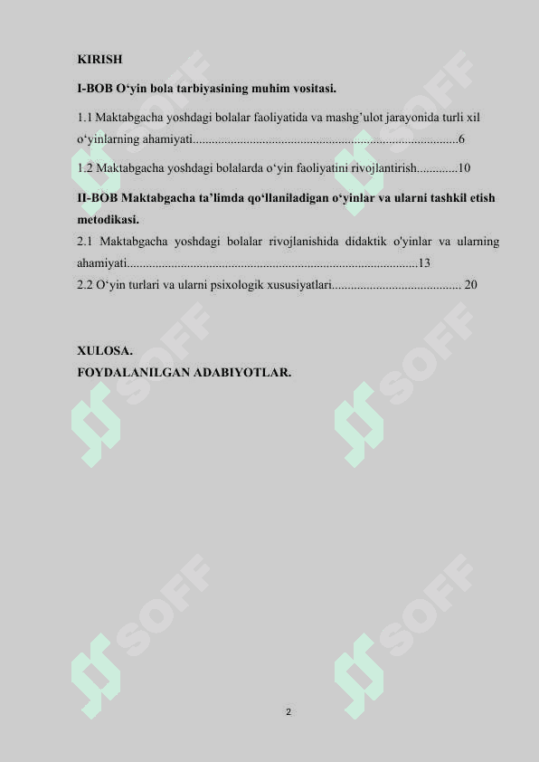 Maktabgacha talim tashkilotlarida tarbiyachining ta'lim tarbiya jarayonida turli xil o'yinlardan foydalanishning ahamiyati. 2