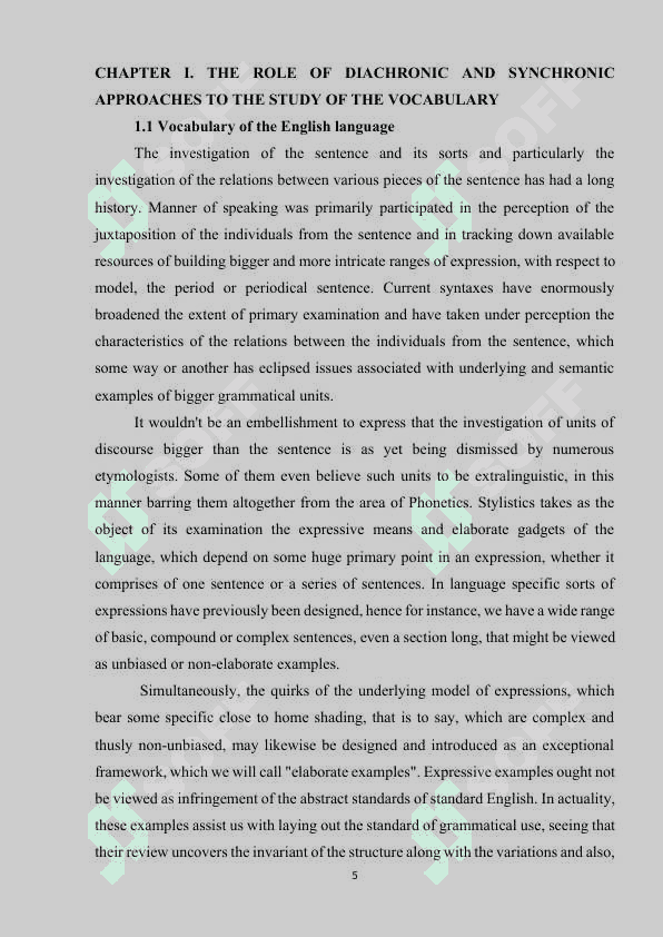 DIACHRONIC AND SYNCHRONIC APPROACHES TO THE STUDY OF THE VOCABULARY 5