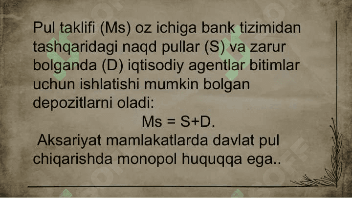 Pul bozoridagi muvozanat 8