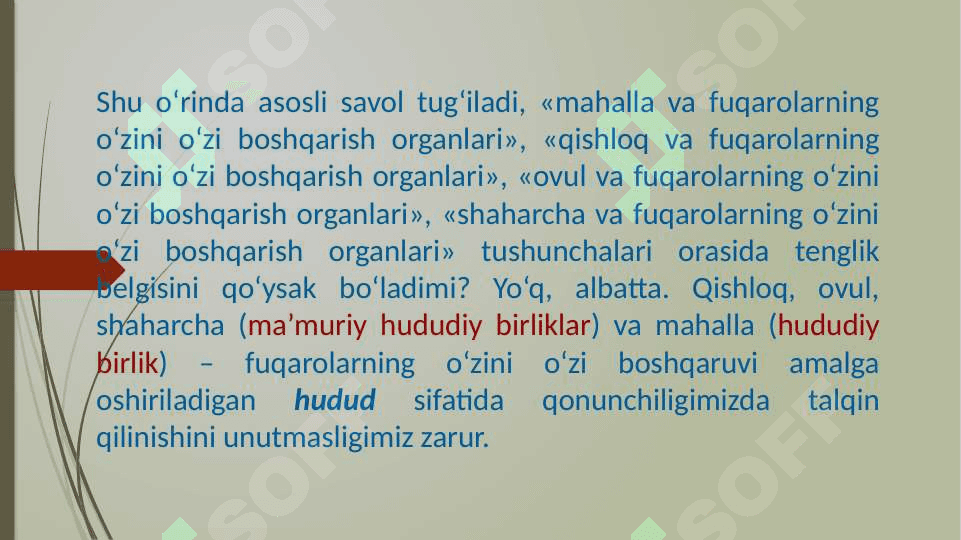 O‘zini o‘zi boshqarish organlarinining 5