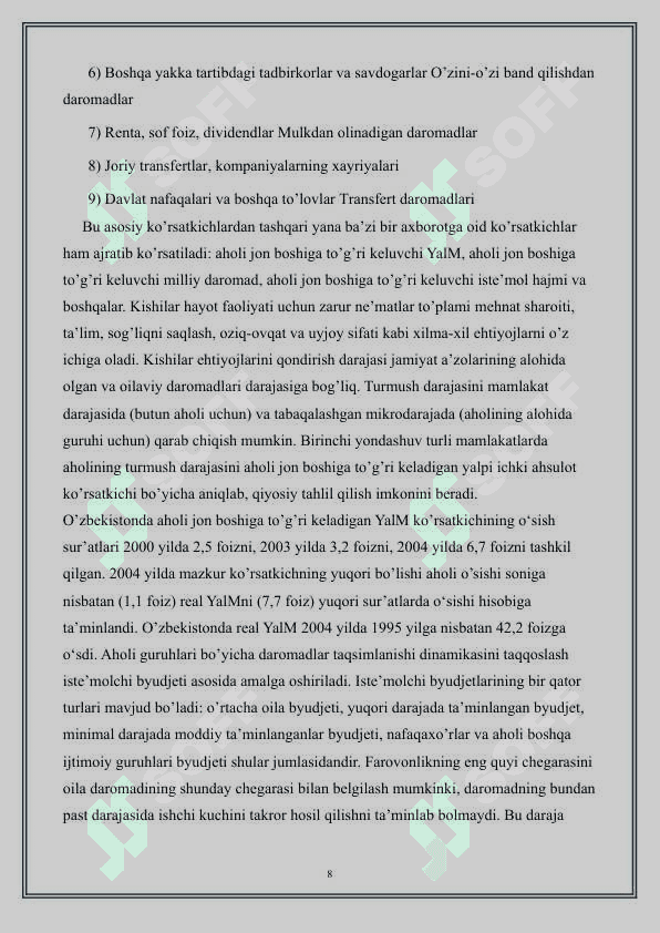 Daromadlarning taqsimlanishi va Lorents egri chizigʻi 8