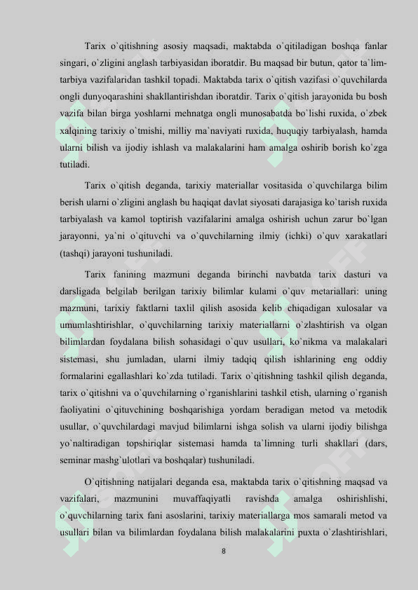 Tarix o‘qitishda ta'lim bilan tarbiyaning uyg'unligi 8