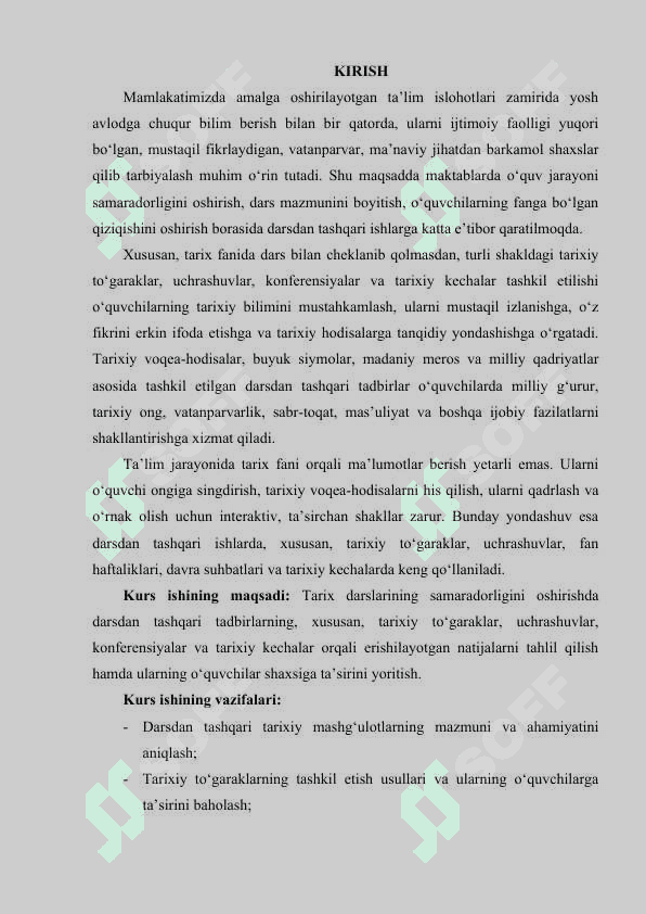 Tarix darslari samaradorligini oshirishda tarix to‘garaklari, uchrashuvlar, konferentsiyalar, tarixiy kechalarni tutgan o‘rni 3