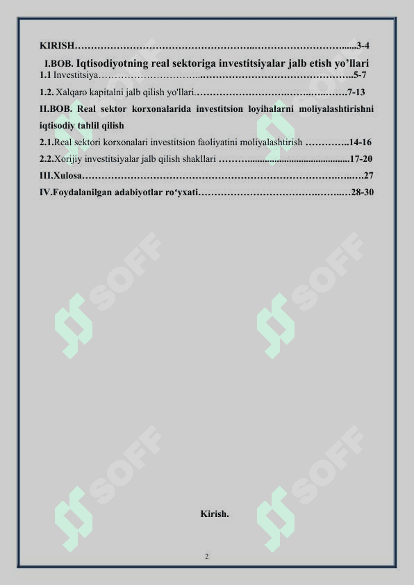 Iqtisodiyotning real sektoriga investitsiyalar jalb etish yo’llari 2