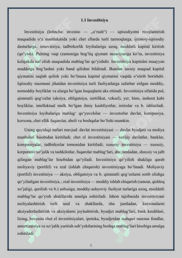 Iqtisodiyotning real sektoriga investitsiyalar jalb etish yo’llari 5