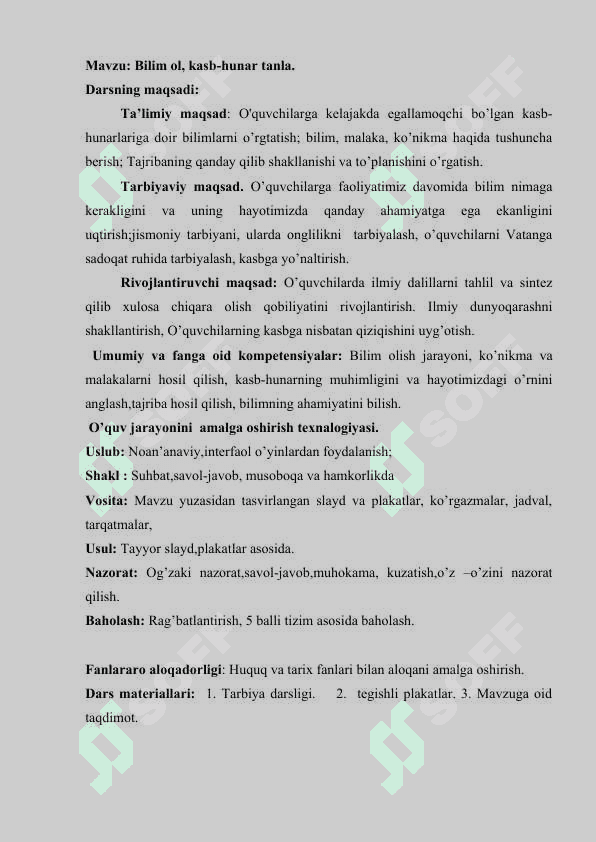 Bilim ol kasb hunar tanla 2