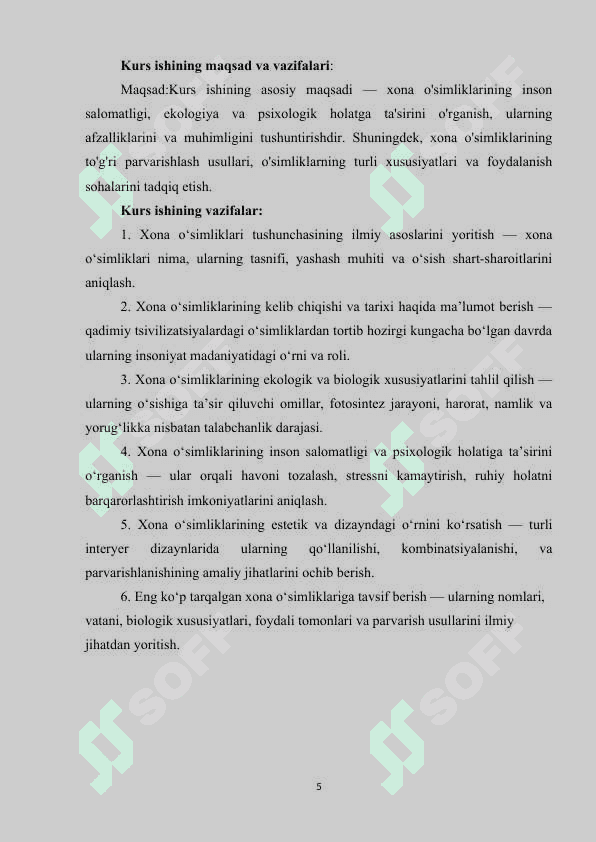 XONA O’SIMLIKLARI VA ULARNING KELIB CHIQISHI 5
