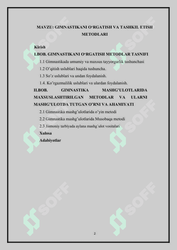 GIMNASTIKANI O’RGATISH VA TASHKIL ETISH METODLARI 2