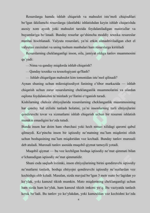 Resurslarni optimal taqsimlash va ulardan samarali foydalanish yo’llari 4