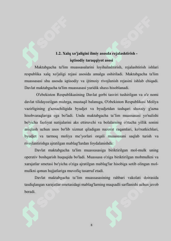Maktabgacha ta'limni rivojlantirish va moliyaviy ta'minlash 8