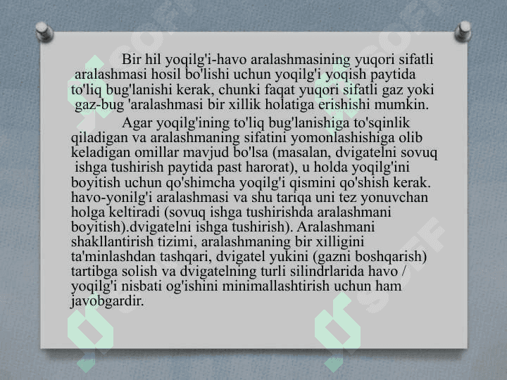 Dizel dvigatellarda aralashtirish turlari 4