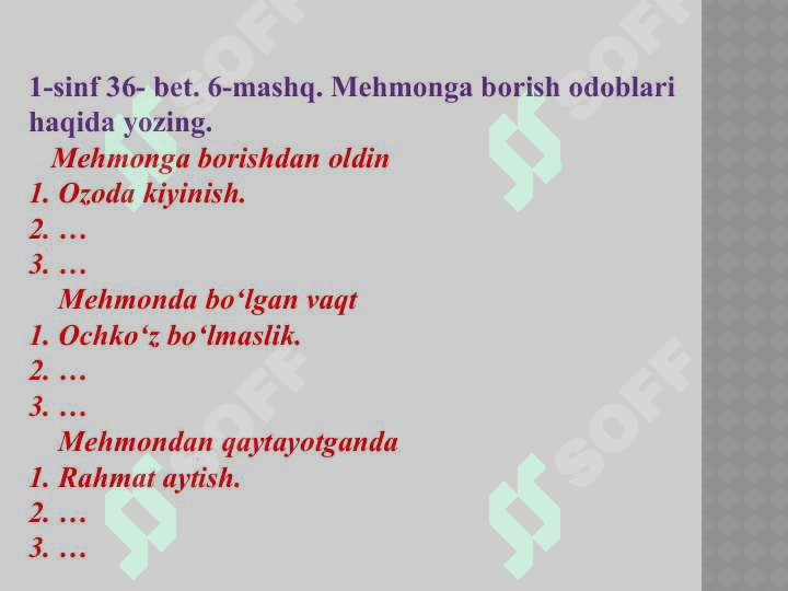 Boshlang`ich sinflarda o`quvchilarning imloviy sezgirligini shakllantiruvchi ish turlari yuzasidan  amaliy mashg`ulot 6