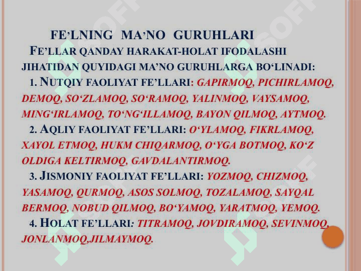 Fe’l so‘z turkumi  mavzusi yuzasidan amaliy mashg‘ulot 5