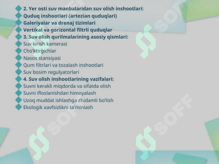 Suv olish inshootlari va qurilmalari 5