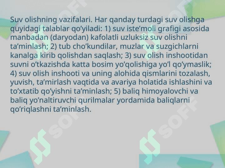 Suv olish inshootlari va qurilmalari 7