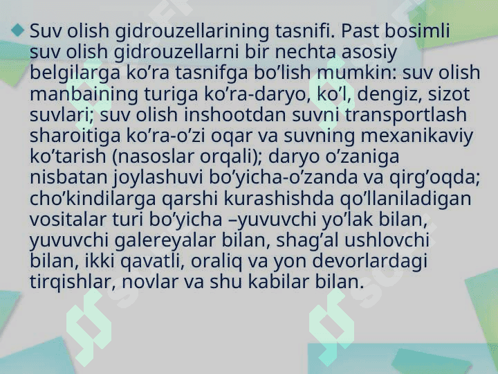 Suv olish inshootlari va qurilmalari 8