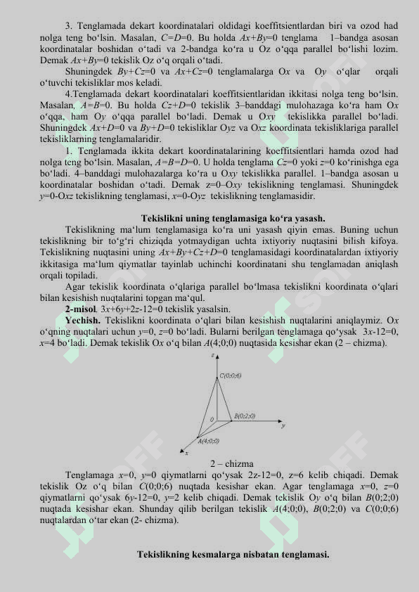 Fazoda tekislik tenglamalari 3