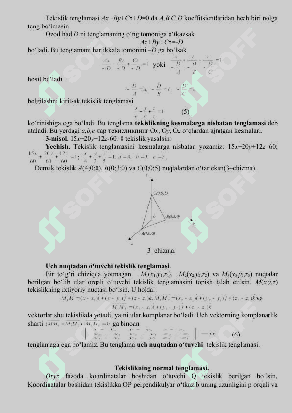 Fazoda tekislik tenglamalari 4