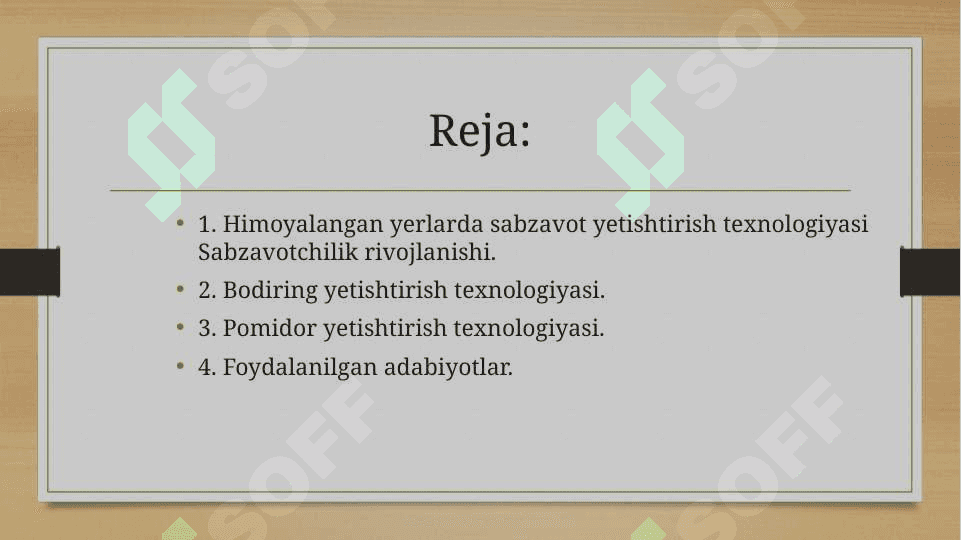 Poliz ekinlarini o'g'itlash tizimi Himoyalangan yerlarda sabzavot yetishtirish texnologiyasi 2