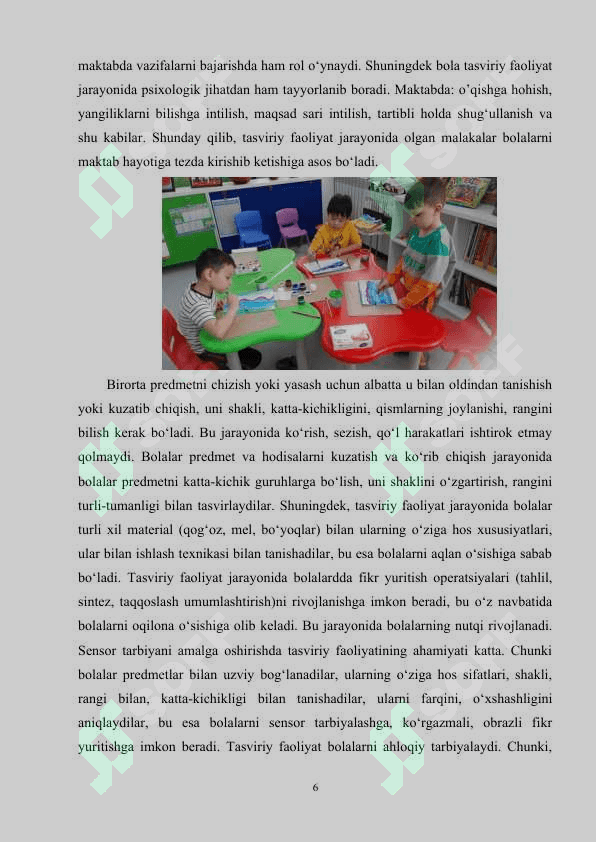 BOLALARNING MUSTAQIL TASVIRIY FAOLIYATLARI BURCHAGINING JIHOZLARI VA MATERIALLARI 6