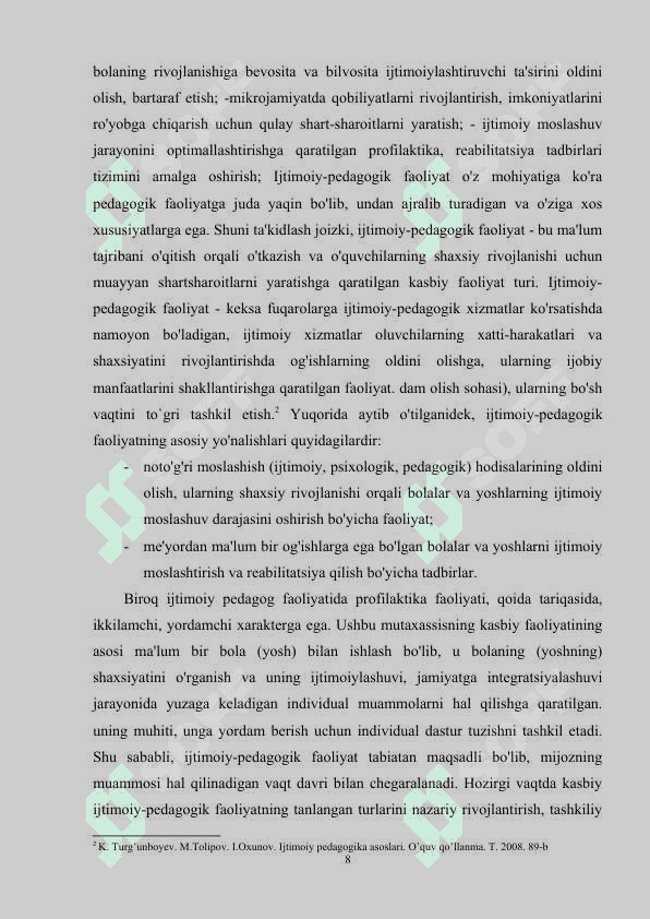 IJTIMOIY-PEDAGOGIK FAOLIYAT METODIKASI VA TEXNOLOGIYASI 8