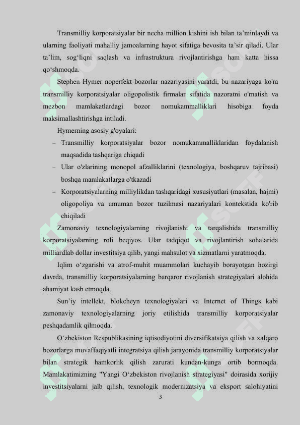 JАHОN IQTISОDIYОTIDА TRАNSMILLIY KОRPОRАTSIYАLАRNING TUTGАN О‘RNI VА RIVОJLАNISH TЕNDЕNSIYАLАRI 3