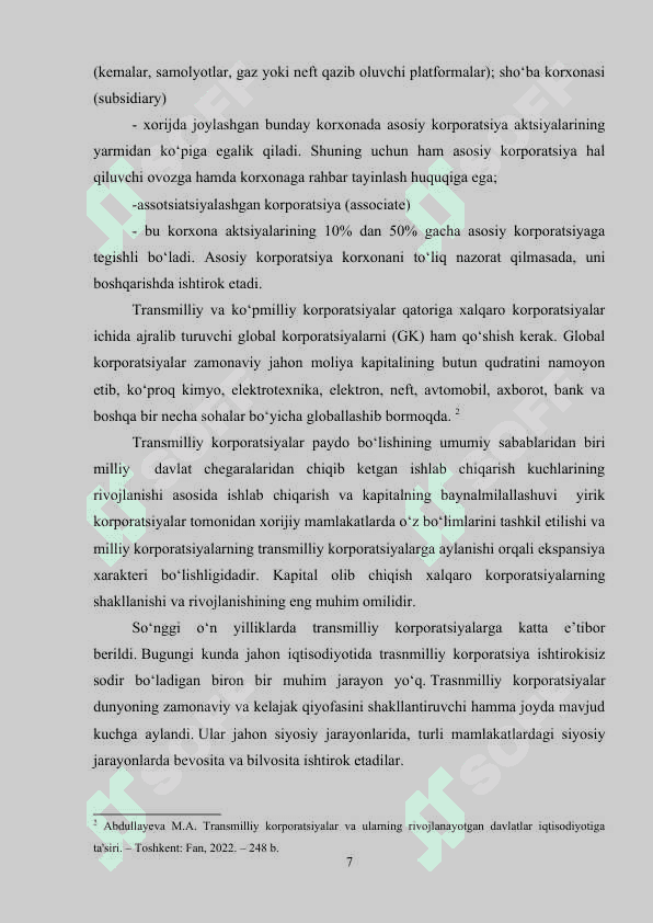 JАHОN IQTISОDIYОTIDА TRАNSMILLIY KОRPОRАTSIYАLАRNING TUTGАN О‘RNI VА RIVОJLАNISH TЕNDЕNSIYАLАRI 7