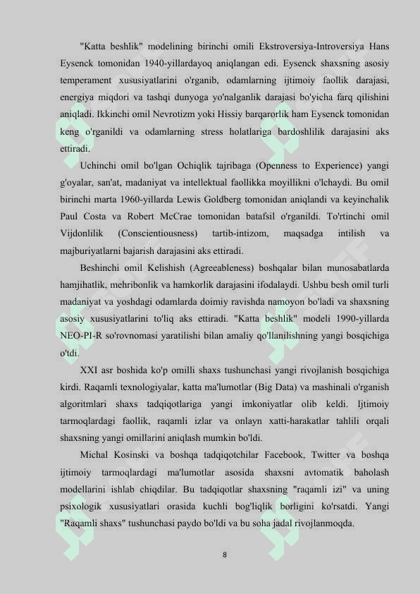 Koʻp omilli shaxs soʻrovnomalar va psixosemantik metodlar 8