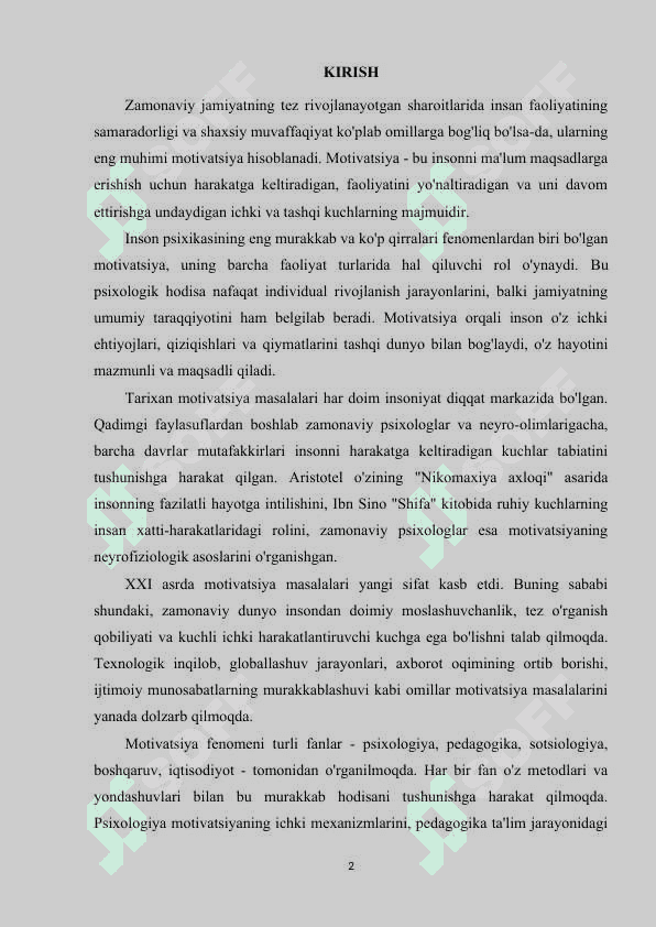 SHAXS RIVOJLANISHINING TURLI DAVRLARDA MOTIVASION JARAYONI 2