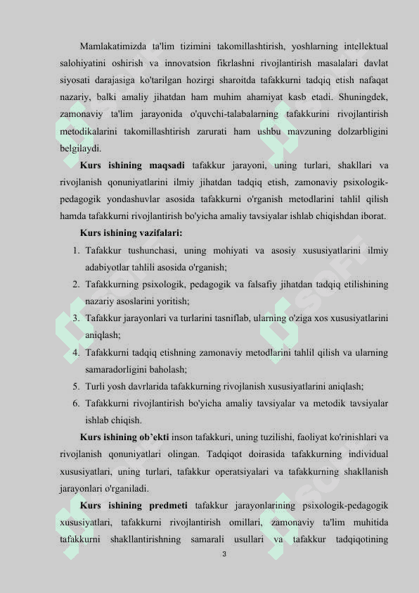TAFAKKURNI TADQIQ ETISH 3