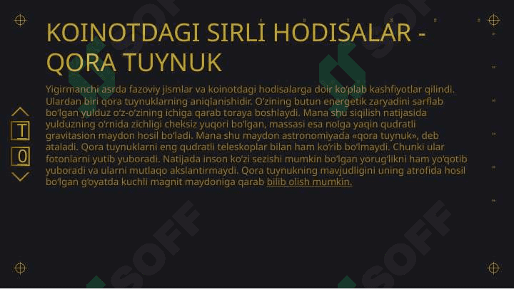 KOINOTDAGI SIRLI HODISALAR - QORA TUYNUK 2