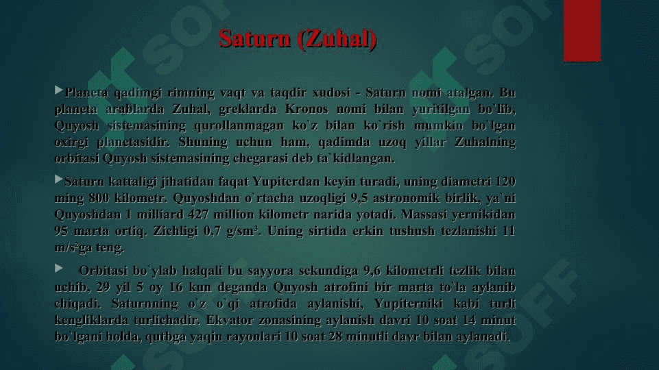 Saturn sayyorasi haqida 2