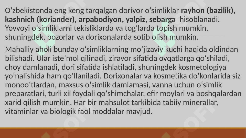 Dorivor o’simliklar ro’yxati 2