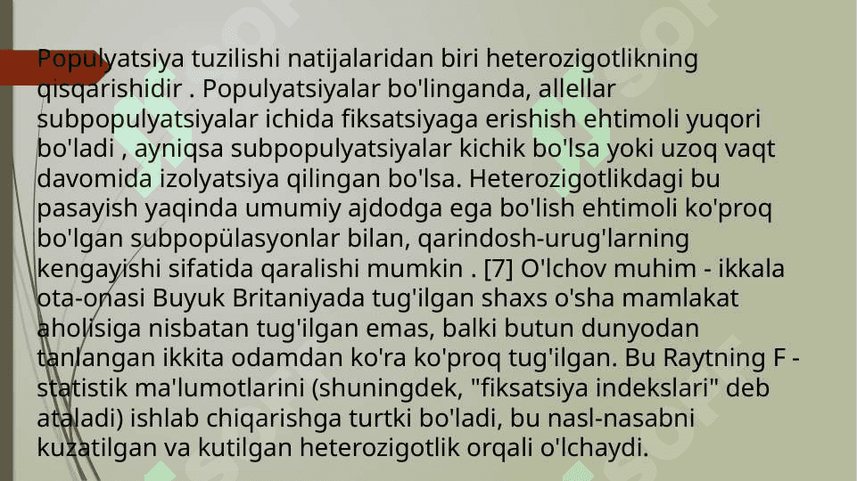 Populyatsiyalar genetikasi 5