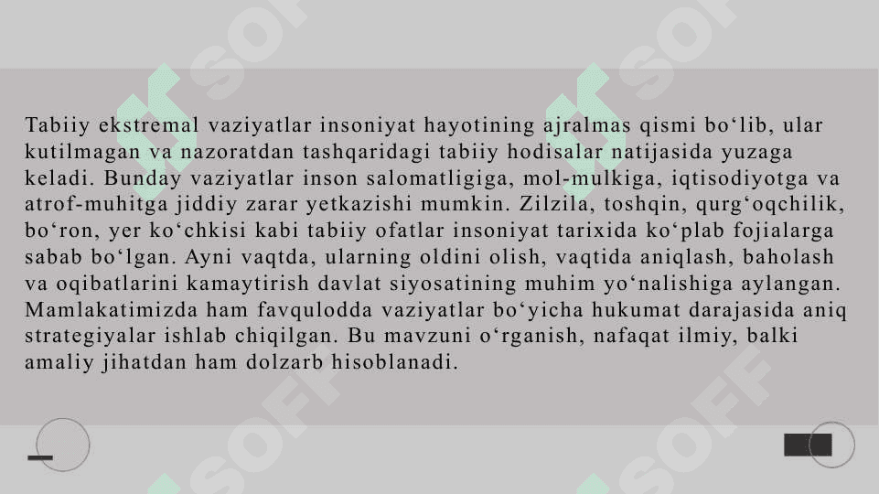 Tabiiy ekstremal vaziyatlarning tavsifi slayd 3