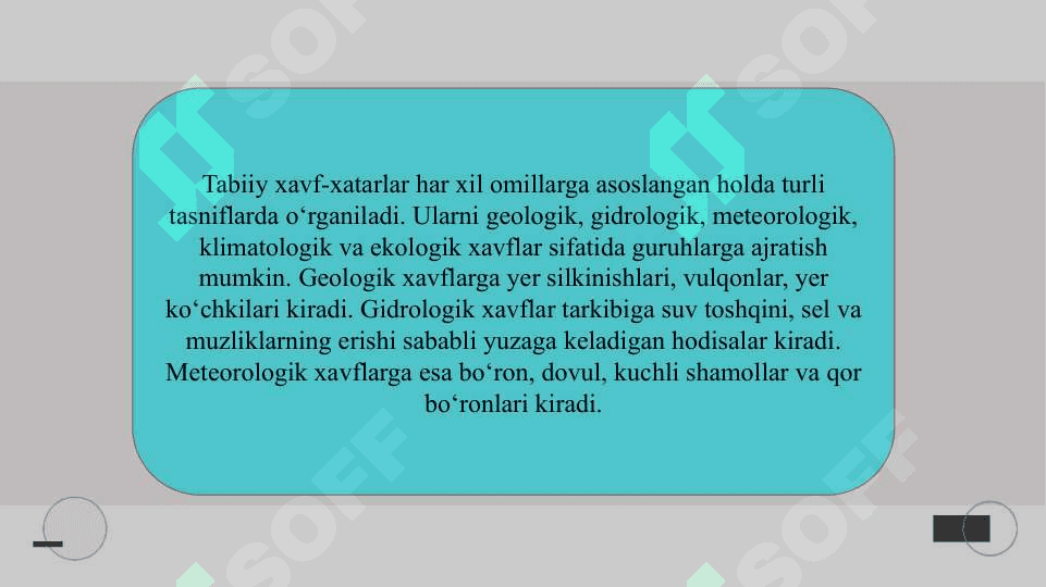 Tabiiy ekstremal vaziyatlarning tavsifi slayd 7