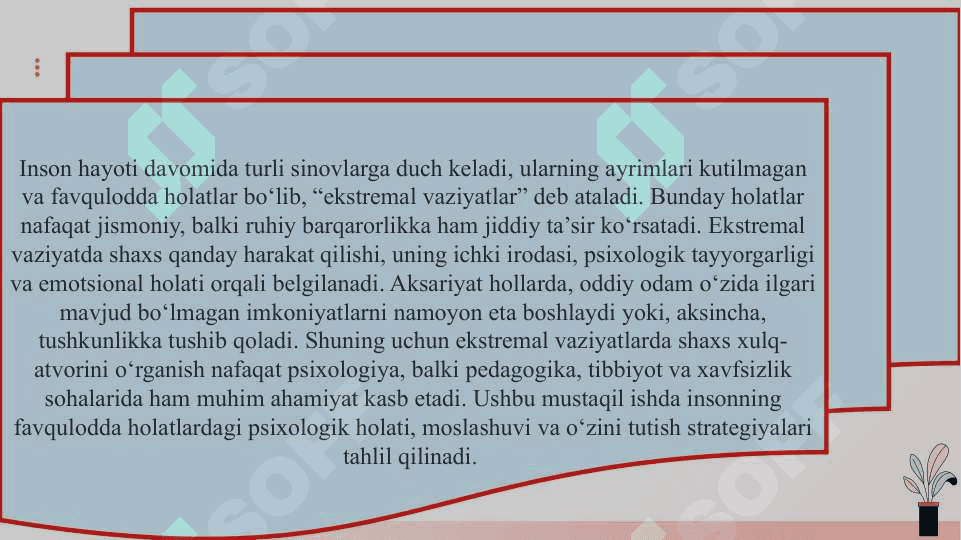 Ekstremal vaziyatlarda shaxs slayd 3