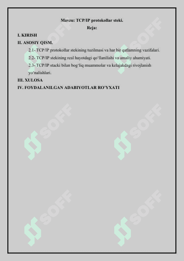TCP/IP protokollar steki. 2
