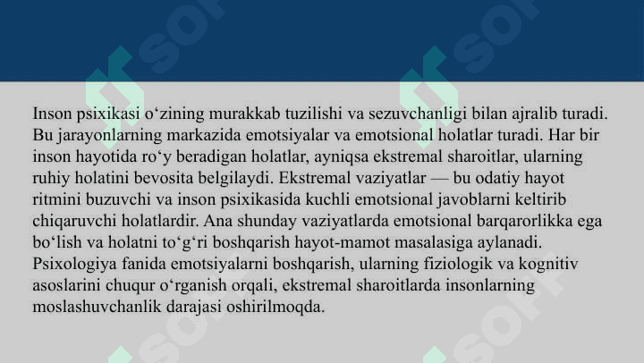 Emotsiyalar va emotsional holatlar, ularning ekstremal vaziyatlardagi o‘rni slayd 3