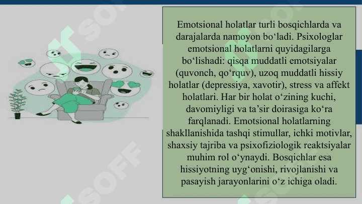 Emotsiyalar va emotsional holatlar, ularning ekstremal vaziyatlardagi o‘rni slayd 5