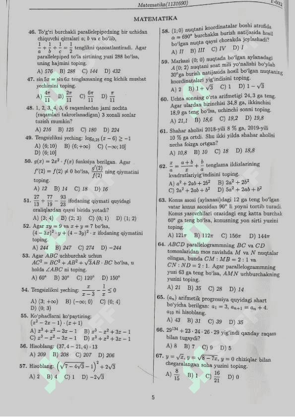 Matematika-Ona tili va adabiyoti 7