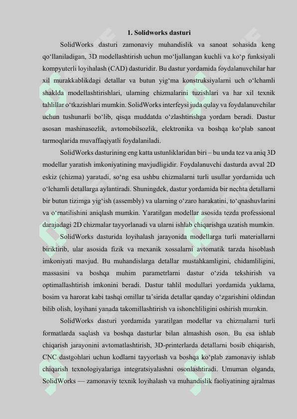 8. SOLIDWORKS DASTURI. DASTUR IMKONIYATLARINI O‘RGANISH.docx 2
