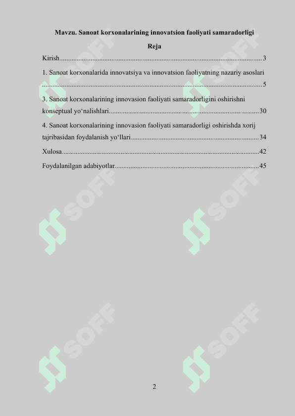 Sanoat korxonalarining innovatsion faoliyati samaradorligi 2